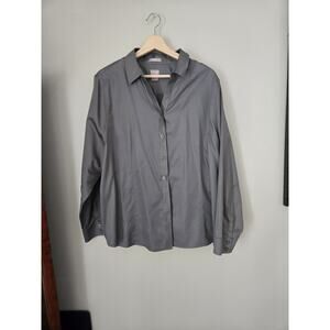 Chicos No Iron Grey Button Up Blouse 3.5 XXL